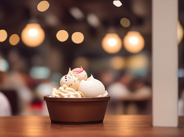 Restaurante de sorvete aconchegante detalhado com calor