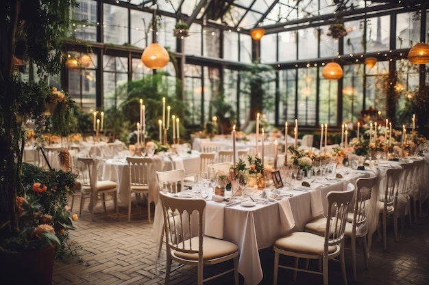 Restaurante decorado para casamento Generative AI