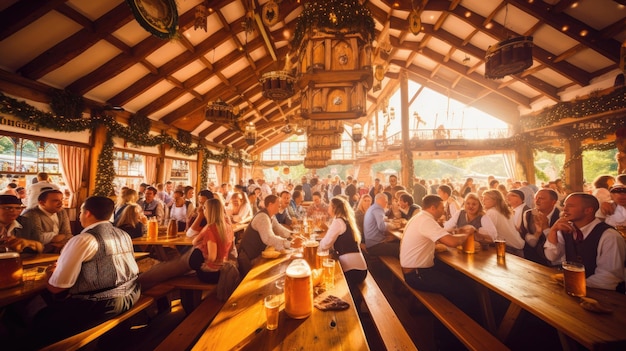 un restaurante con una gran multitud de personas sentadas en las mesas y un cartel que dice "bienvenidos al mundo".