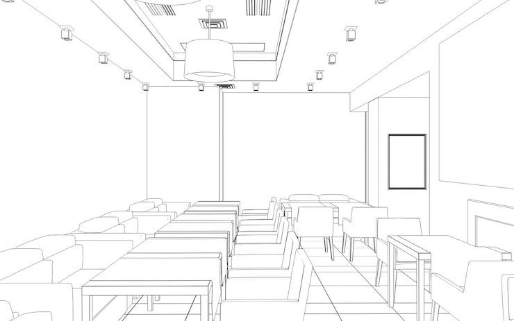 Foto restaurante, ilustración, bosquejo, bosquejo, esquema