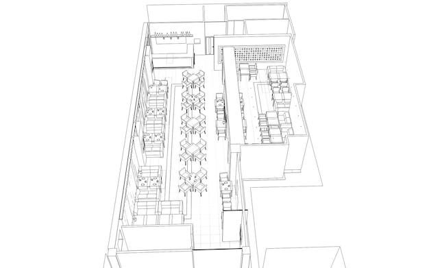 restaurante, ilustración, bosquejo, bosquejo, esquema