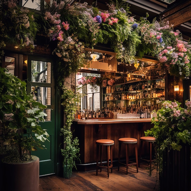 restaurante interior con plantas