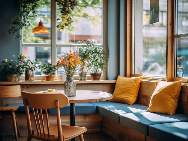 Restaurante de interiores coloridos