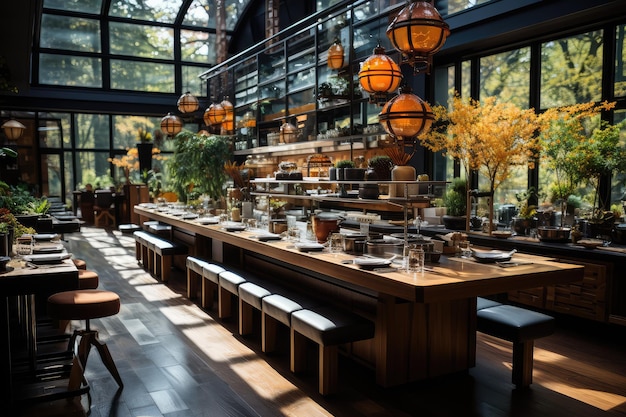 Restaurante japonés Fotografía publicitaria profesional en el frente de la tienda