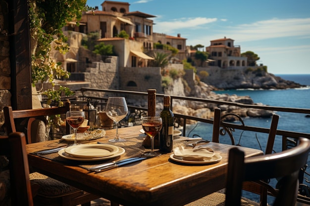 Restaurante en el Mediterráneo Una cena al aire libre