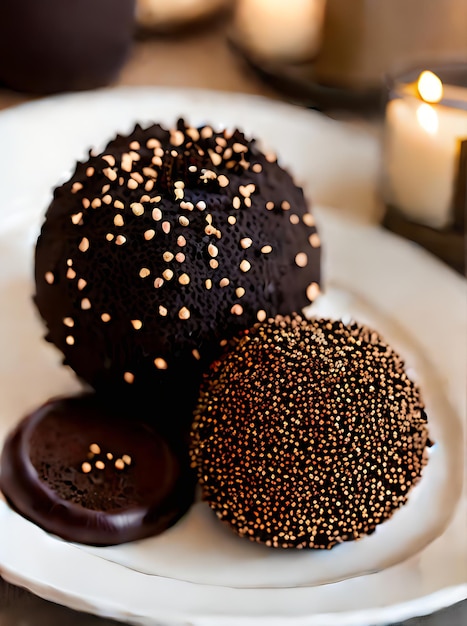 Restaurante realista con temática de trufas con iluminación cálida, colores neutros, ambiente acogedor muy detallado y un tiro largo extremo vacío. IA generativa generada.