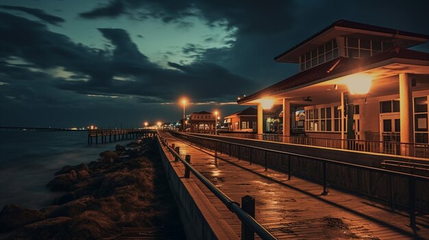 Foto restaurantes na praia de pensacola numa noite de verão