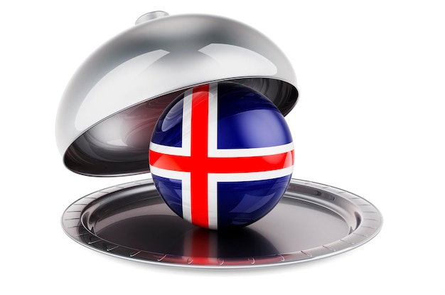 Restaurantglocke mit isländischer Flagge 3D-Darstellung