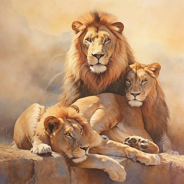 Resting Pride of Lions IA generativa