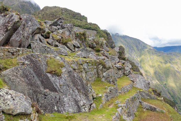 Restos arqueológicos de Machu Picchu ubicados en las montañas del Cusco. Perú