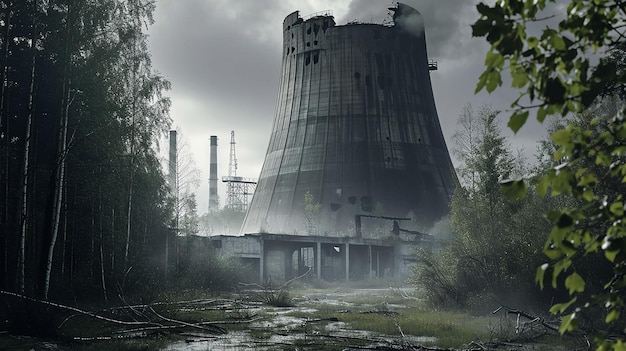 Restos de las torres de refrigeración de Chernobyl Estructuras rotas