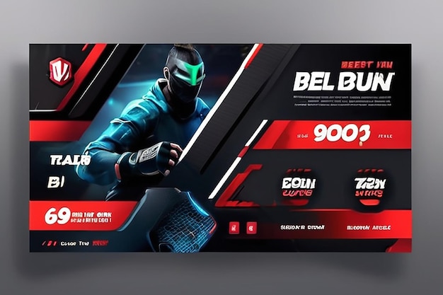 Resultado Match Esports Gaming Banner Template para postagem de mídia social