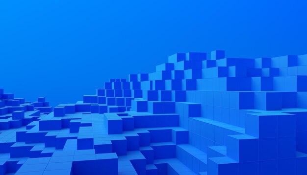 Resumen 3d render diseño de fondo geométrico azul con cubos