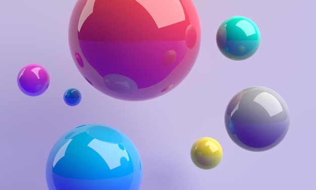 Resumen 3d render fondo moderno con esferas coloridas