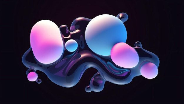 Resumen 3d render Movimiento holográfico arte mínimo líquido blob fondo