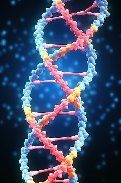 Resumen ADN Arte fondo digital Molécula de ADN Ilustración por computadora de dos hebras dobles retorcidas en una doble hélice Generado con IA