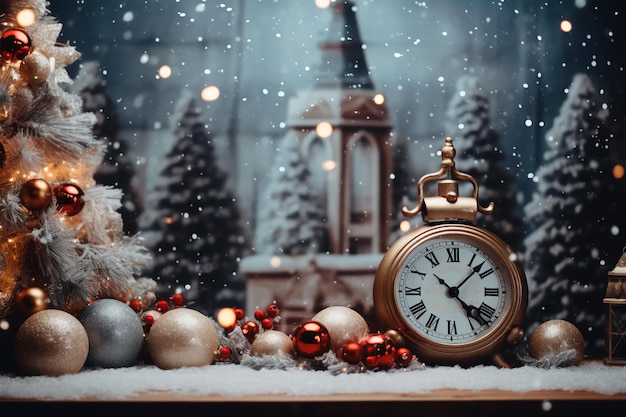 Resumen Año nuevo Fondo navideño Vacaciones de invierno Decoraciones navideñas AI Generado