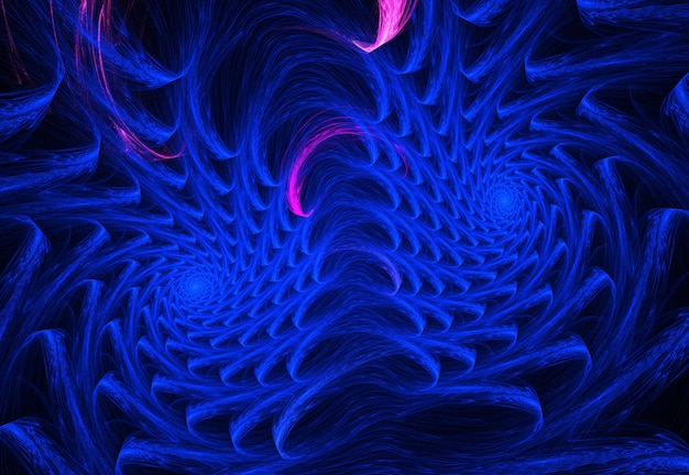 Foto resumen de color fractal curvas y líneas redondas sobre fondo negro