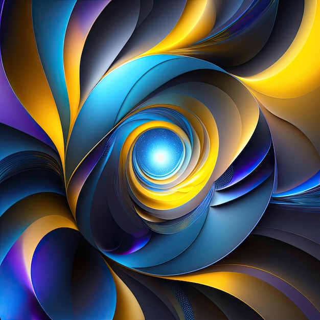 Resumen colorido brillante formas fractales azules y amarillas Fondo claro de fantasía