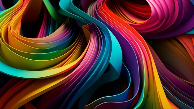 Resumen colorido bucle bg arte moderno brillan partículas y líneas Textura ornamental arco iris degradado color Hermosa topografía concepto generativo AI