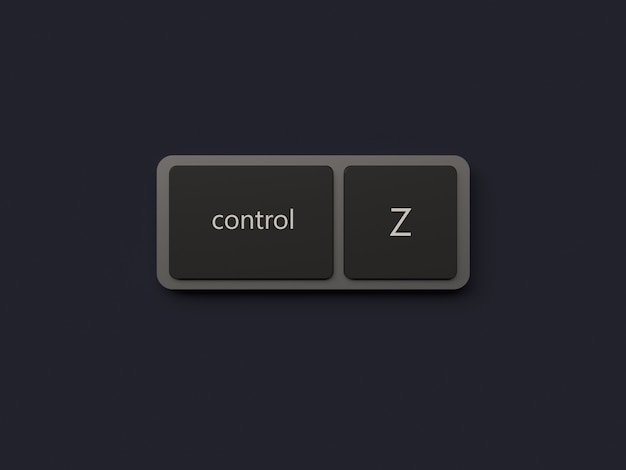 Resumen control de teclado de computadora y botón z escena negra representación 3d