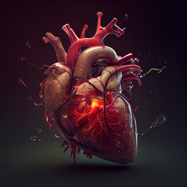 Resumen corazón real forma de corazón realista amor ilustración 3d render fondo