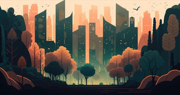 Resumen diseño plano ciudad naturaleza AI generado