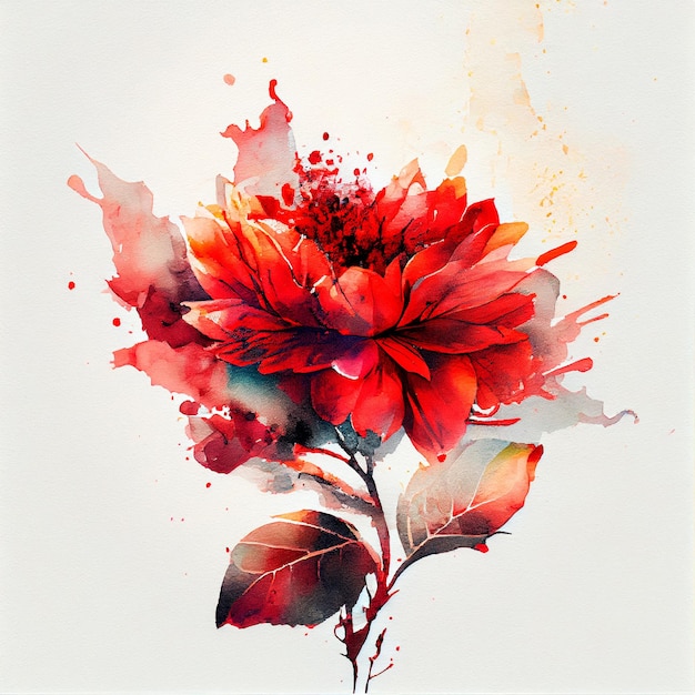 Resumen doble exposición acuarela flor roja Ilustración digital