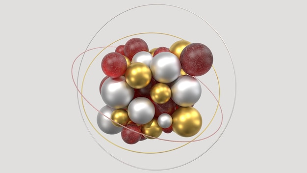 Resumen esfera moderna círculos de cristal de oro 3D Render