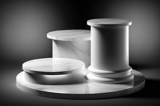 Resumen de exhibición de producto de pedestal de podio blanco sobre fondo blanco representación 3d