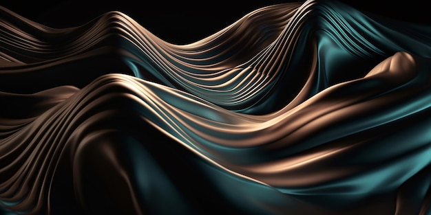 Resumen fluido 3d renderizar onda curva holográfica iridiscente en movimiento neón fondo oscuro Gradiente