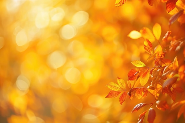 Resumen Fondo de Bokeh de otoño con tonos naranja brillante y amarillo