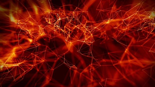Resumen Fuego rojo Fondo geométrico Estilo de tecnología futurista Letrero de neón Elemento HUD Visualización elegante de grandes datos