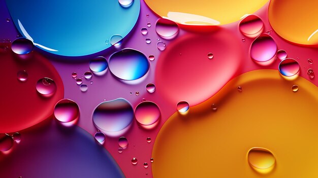 Resumen Las gotas de aceite del arco iris en la superficie del agua