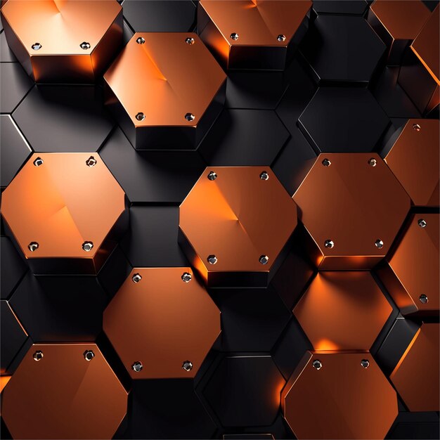 Resumen hexagonal en forma de naranja y oscuro