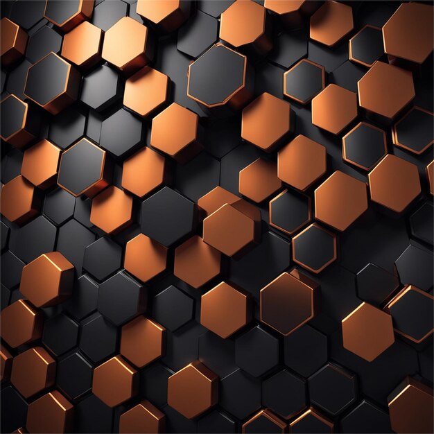 Resumen hexagonal en forma de naranja y oscuro