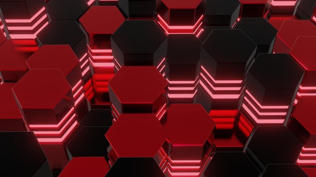 Resumen hexagonal futuro fondo rojo Papel pintado moderno diseño digital 3d render