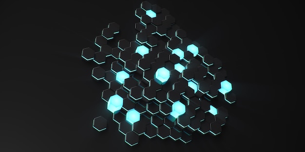 Resumen hexagonal geométrico negro
