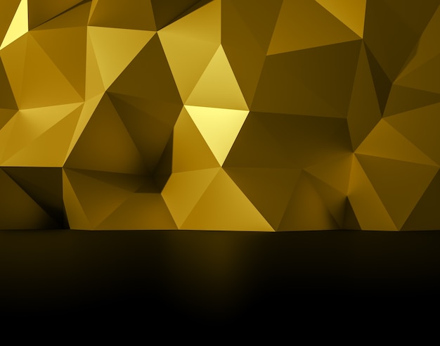 Resumen ilustración 3d oro poligonal, forma de poli baja para el diseño.