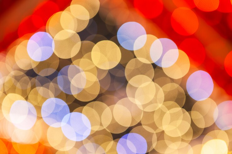 Foto resumen de luces de fondo, una mirada abstracta a las luces de navidad