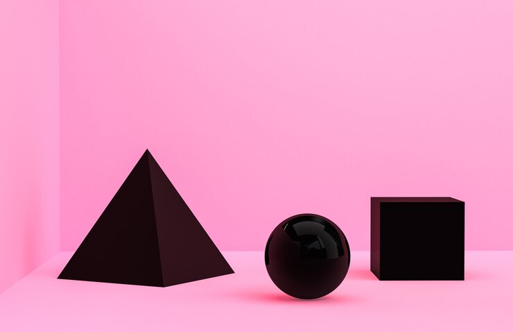 Foto resumen minimalista, figuras geométricas primitivas, colores pastel, render 3d.