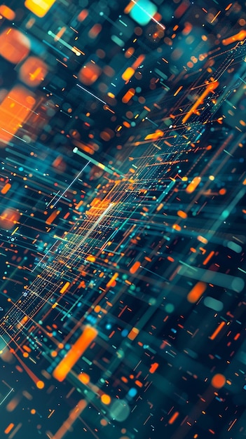 Resumen de los nodos y conexiones de datos digitales conectados que parpadean