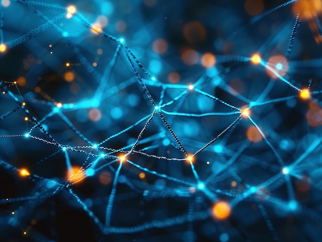 Resumen de los nodos y conexiones de datos digitales conectados que parpadean