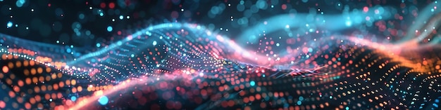 Resumen de los nodos y conexiones de datos digitales conectados que parpadean