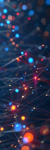 Resumen de los nodos y conexiones de datos digitales conectados que parpadean