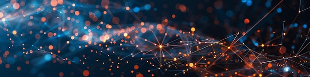 Resumen de los nodos y conexiones de datos digitales conectados que parpadean