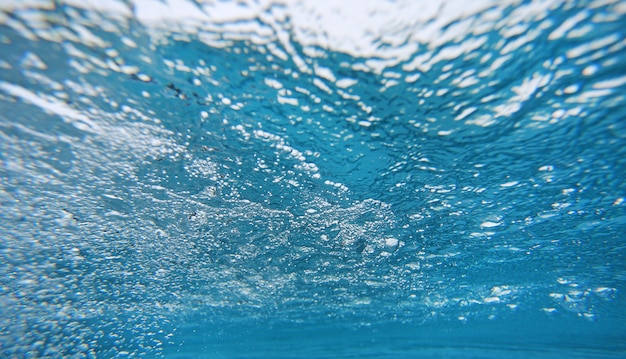 Foto resumen de las ondas de agua azul del submarino