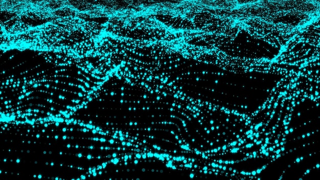 Foto resumen ondeando partículas brillantes como agua de mar generado por ordenador resumen antecedentes 3d render