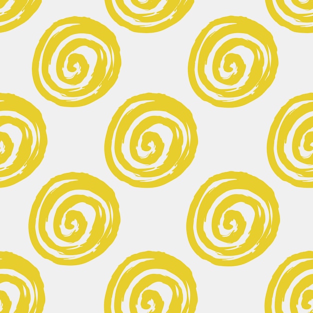 Resumen de patrones sin fisuras con forma de espiral redonda dibujada a mano hecha con pincel