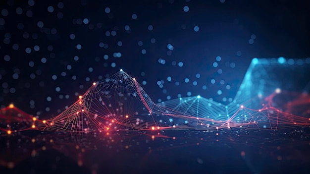 Resumen puntos y líneas conectados Movimiento del flujo de datos digitales